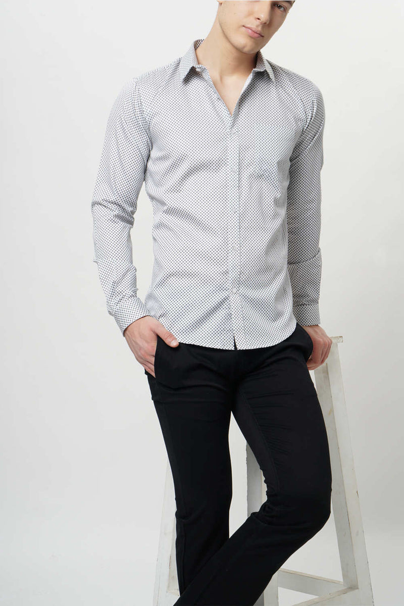 BASICS SLIM FIT PRINTED SHIRT