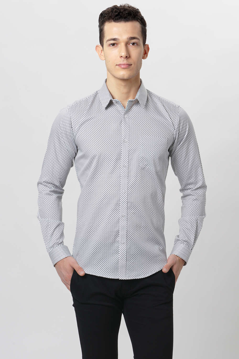 BASICS SLIM FIT PRINTED SHIRT