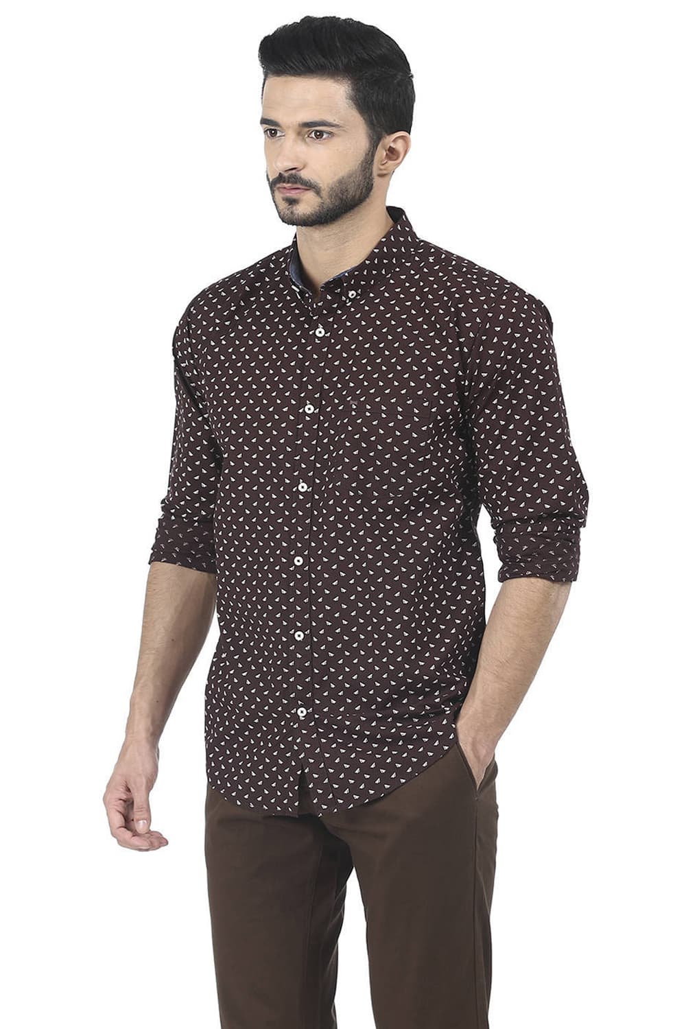 BASICS SLIM FIT PRINTED SHIRT