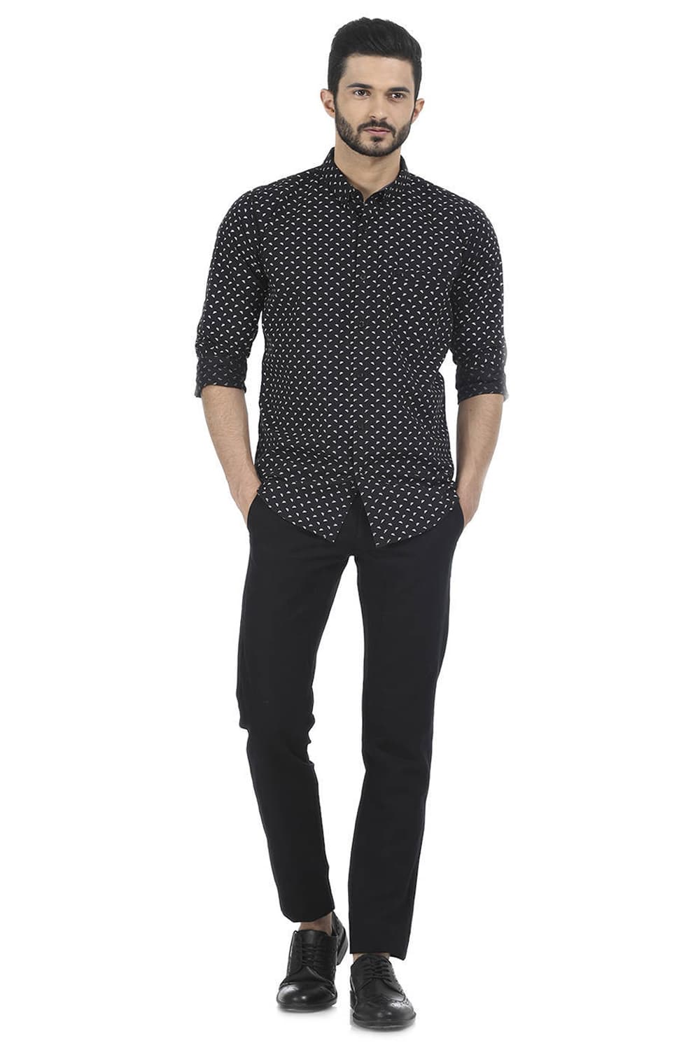 BASICS SLIM FIT PRINTED SHIRT