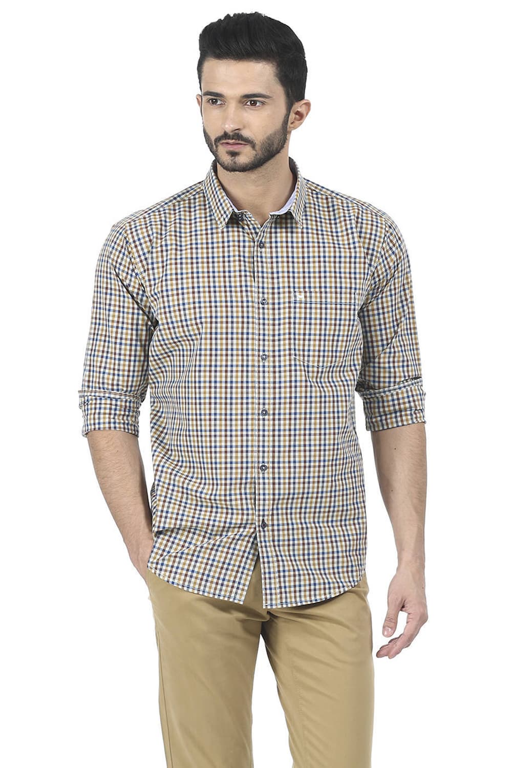 BASICS SLIM FIT CHECKS SHIRT