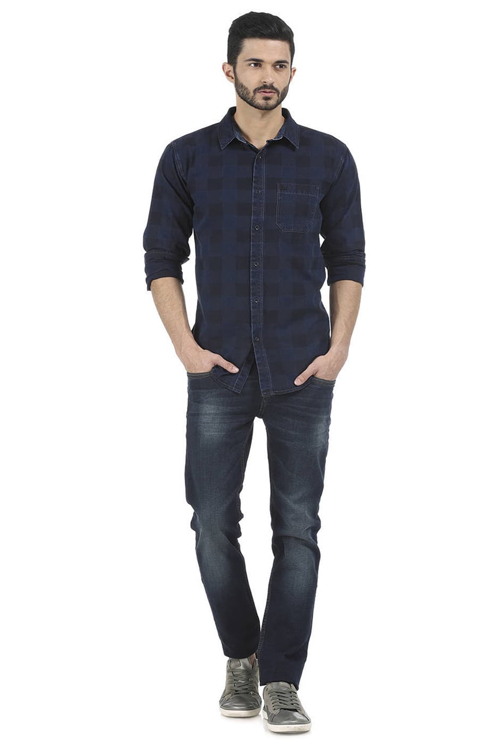 BASICS SLIM FIT CHECKS SHIRT