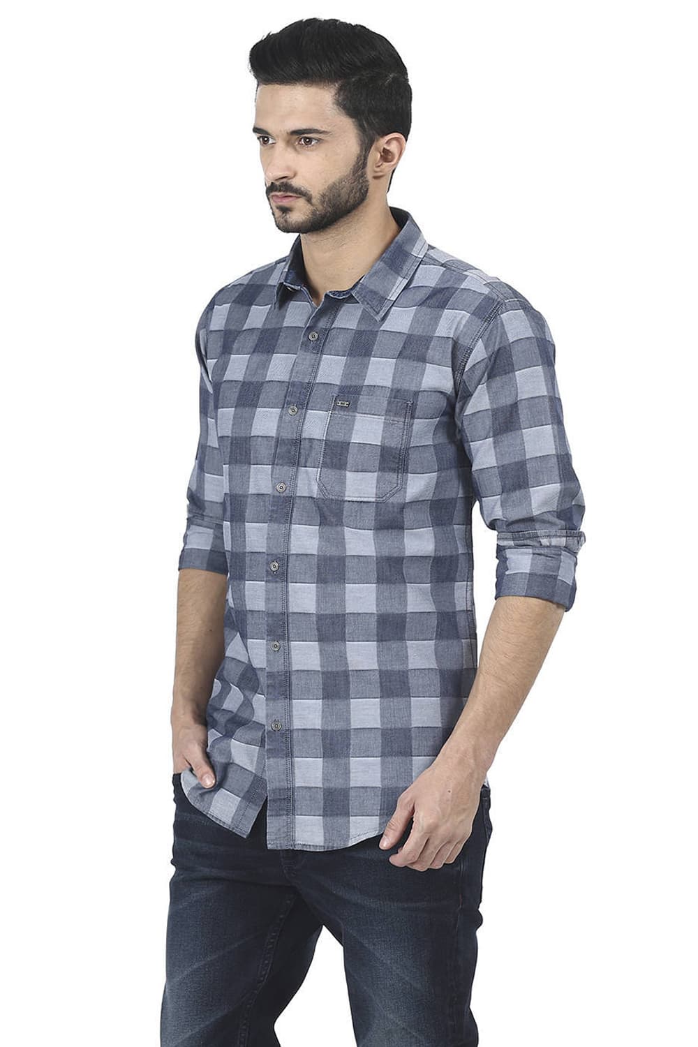 BASICS SLIM FIT CHECKS SHIRT