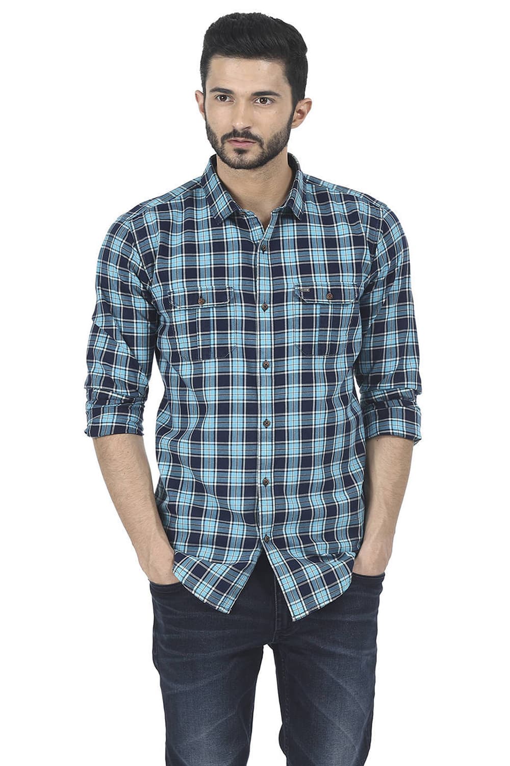 BASICS SLIM FIT CHECKS SHIRT