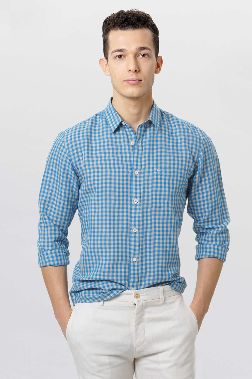 BASICS SLIM FIT CHECKS SHIRT