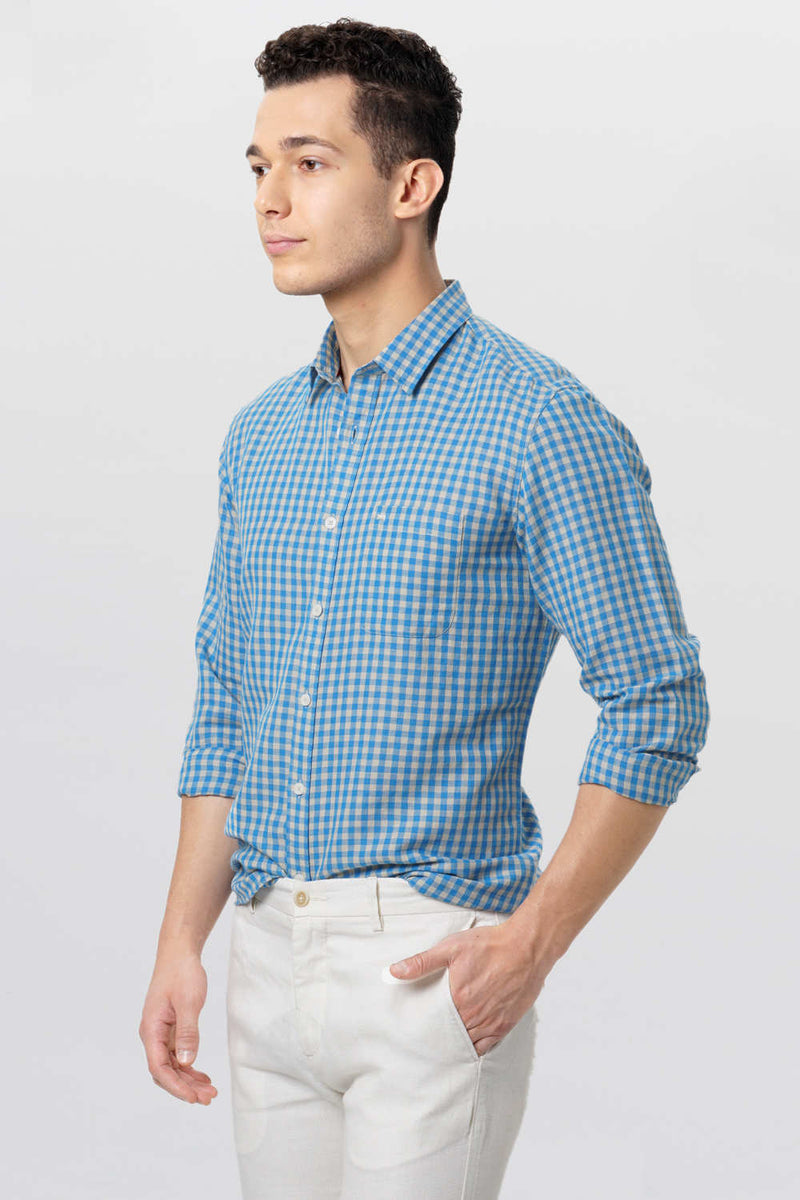 BASICS SLIM FIT CHECKS SHIRT