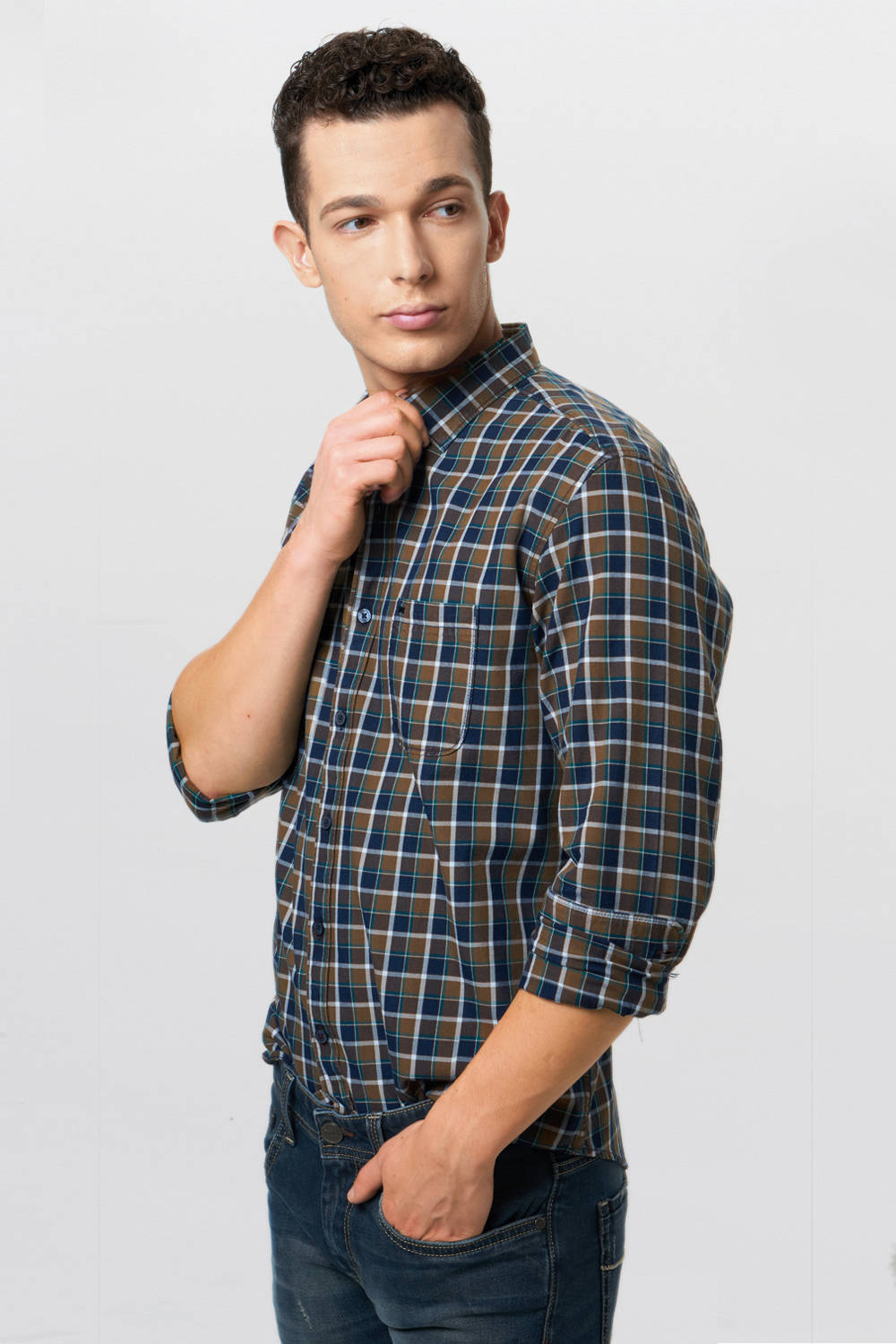 BASICS SLIM FIT CHECKS SHIRT