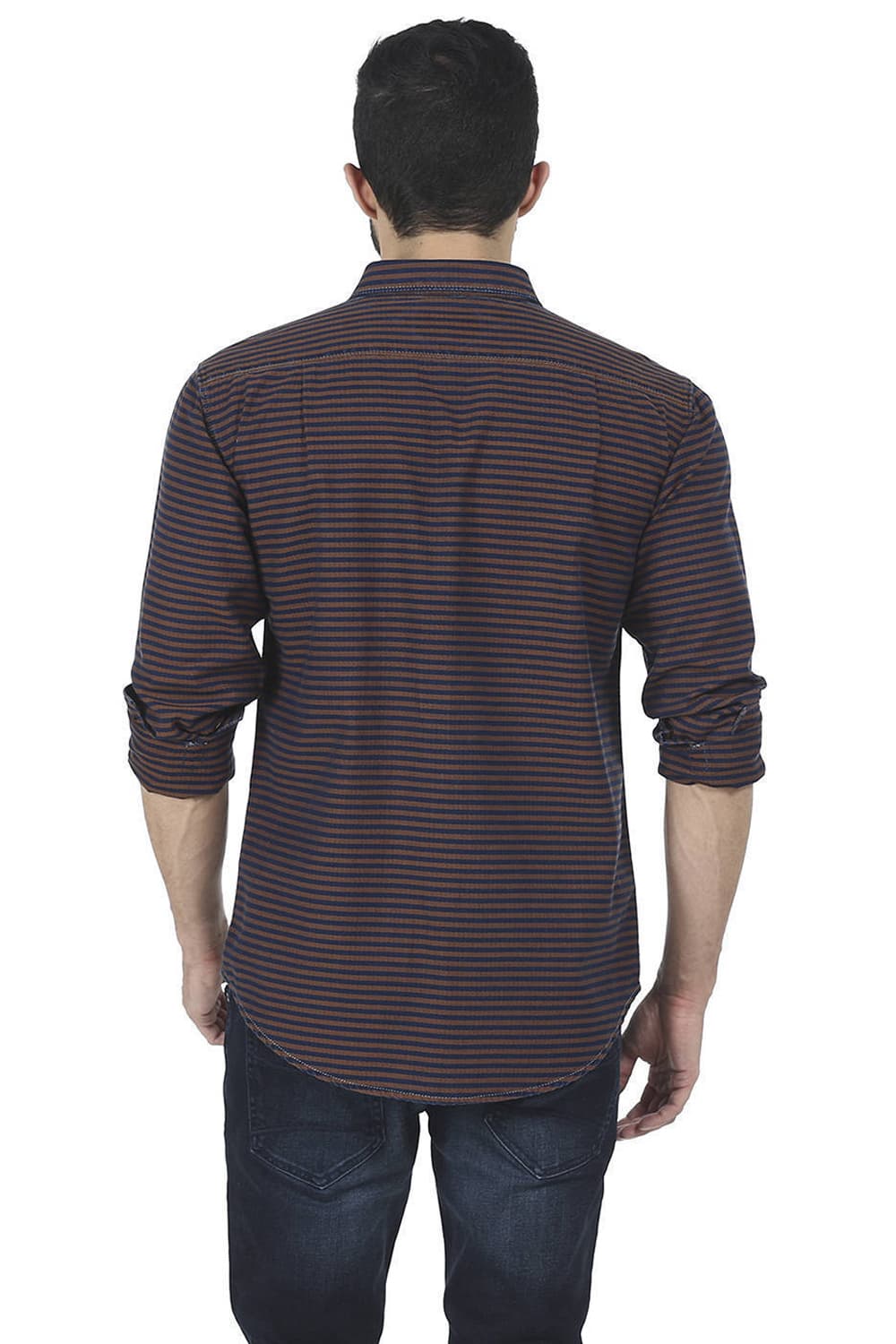 BASICS SLIM FIT WEFT STRIPES SHIRT