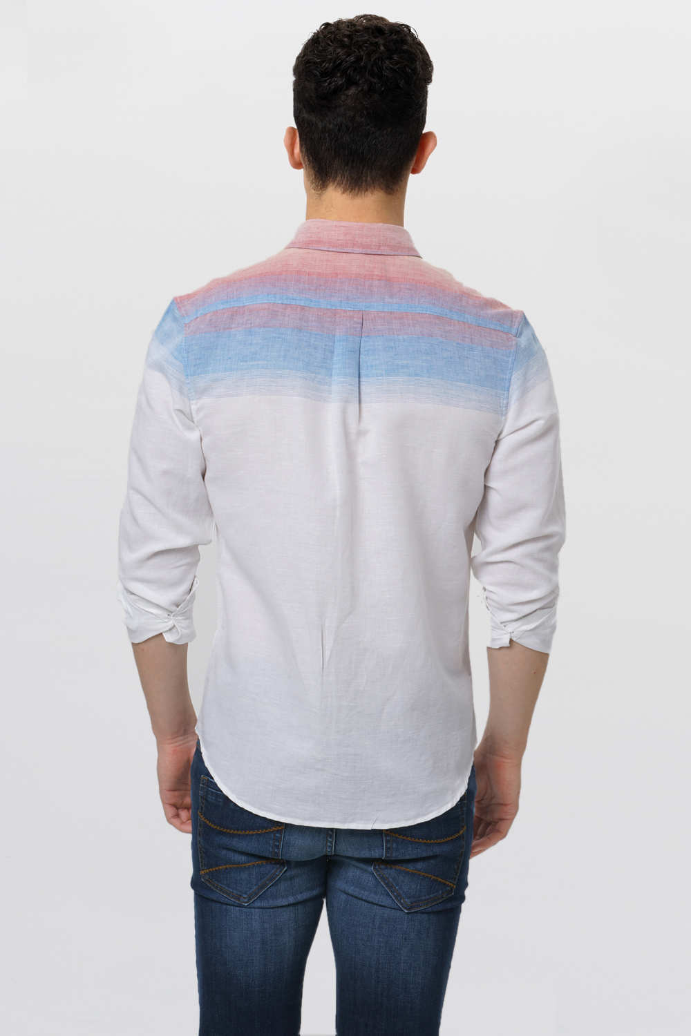 BASICS SLIM FIT WEFT STRIPES SHIRT