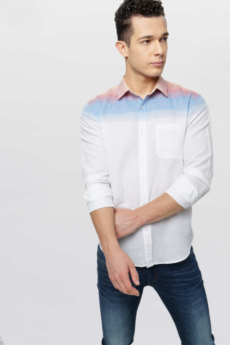 BASICS SLIM FIT WEFT STRIPES SHIRT