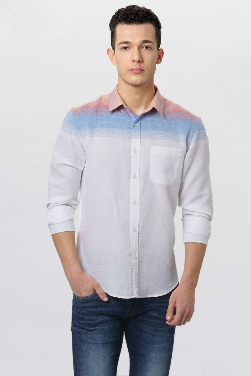 BASICS SLIM FIT WEFT STRIPES SHIRT