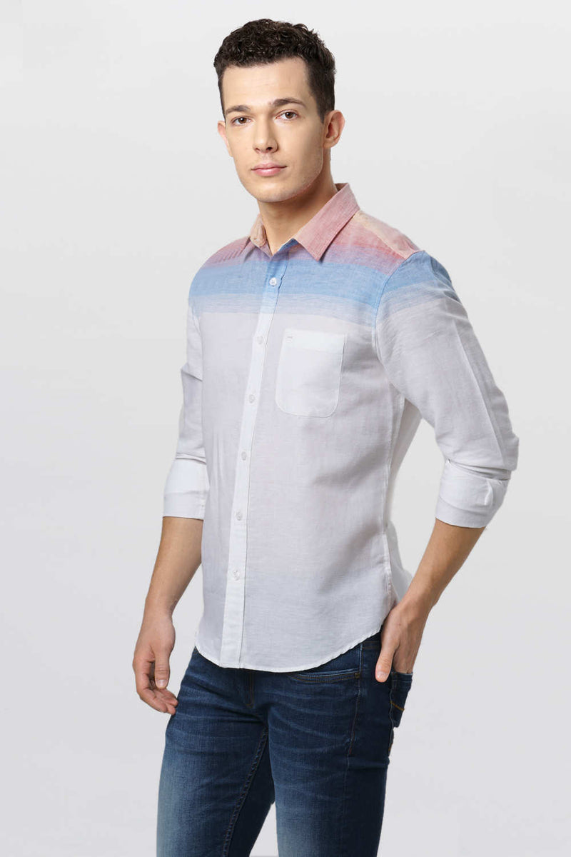 BASICS SLIM FIT WEFT STRIPES SHIRT