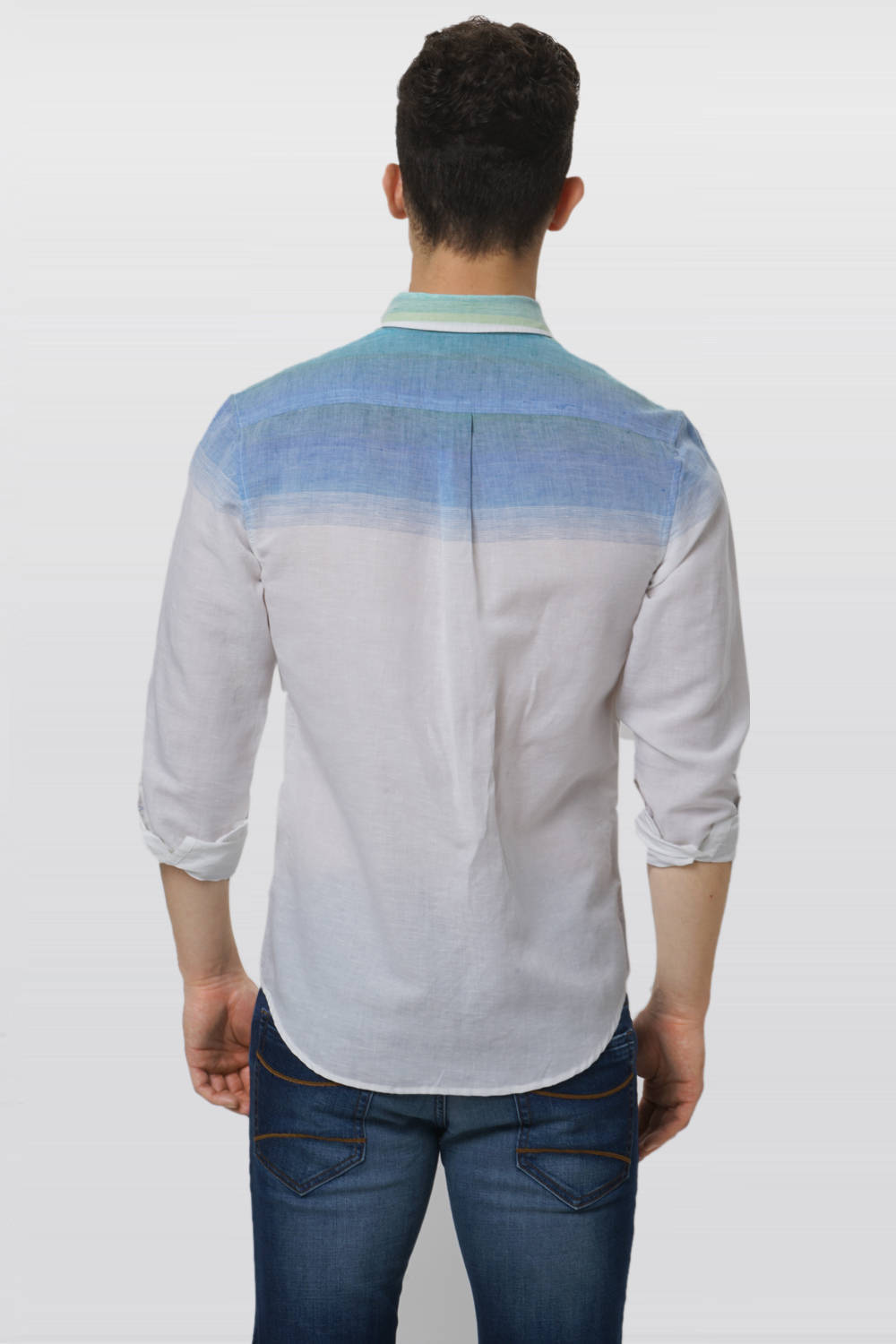 BASICS SLIM FIT WEFT STRIPES SHIRT