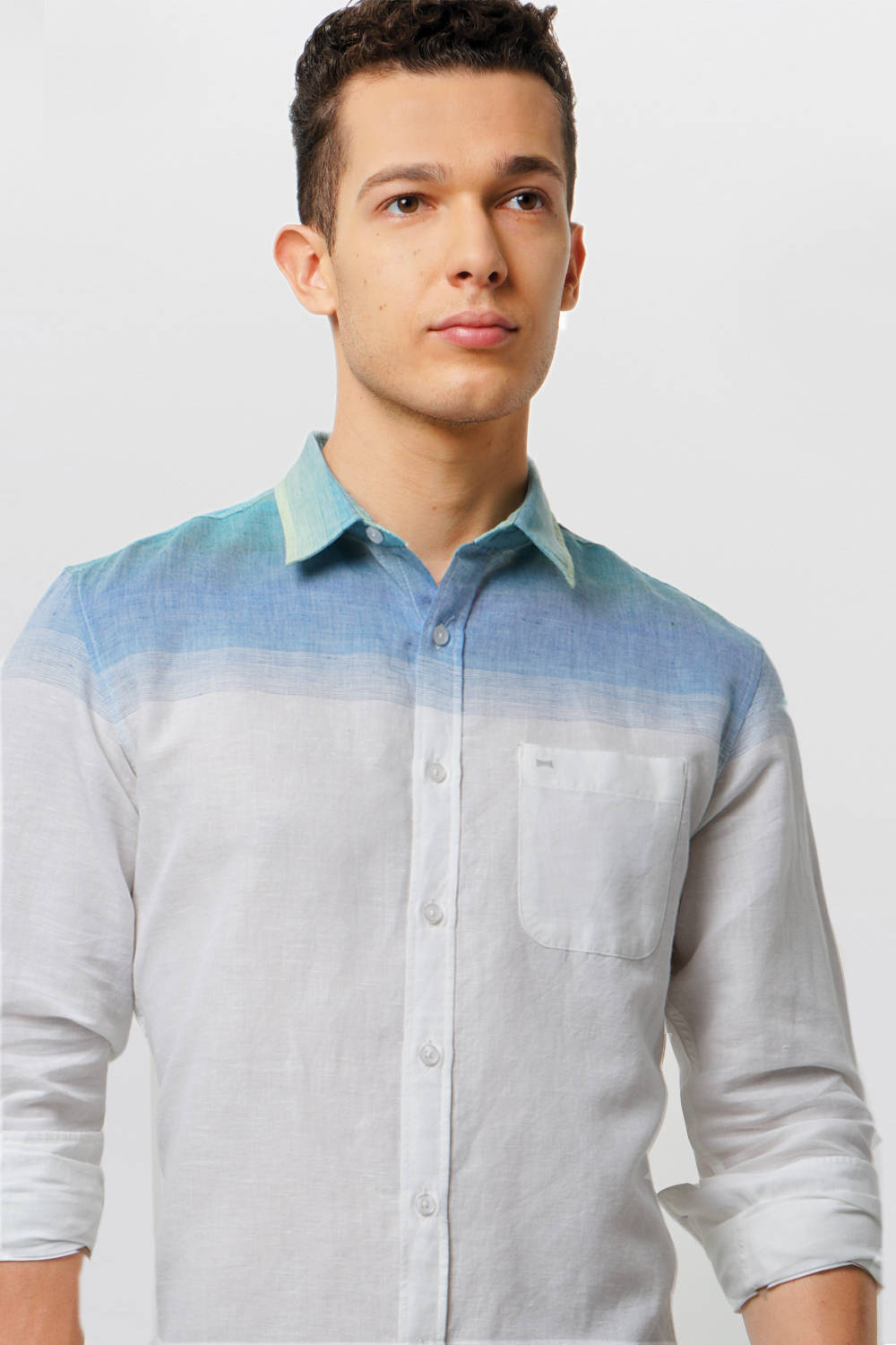 BASICS SLIM FIT WEFT STRIPES SHIRT