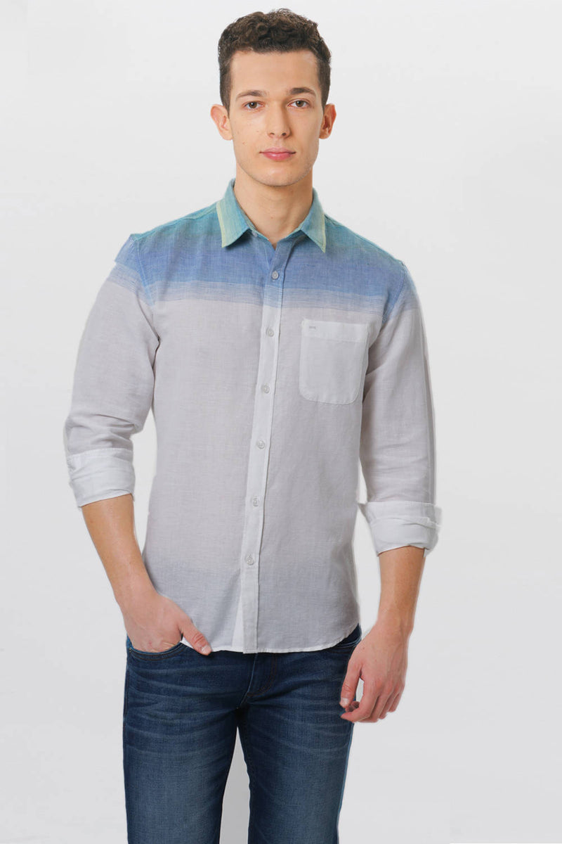 BASICS SLIM FIT WEFT STRIPES SHIRT