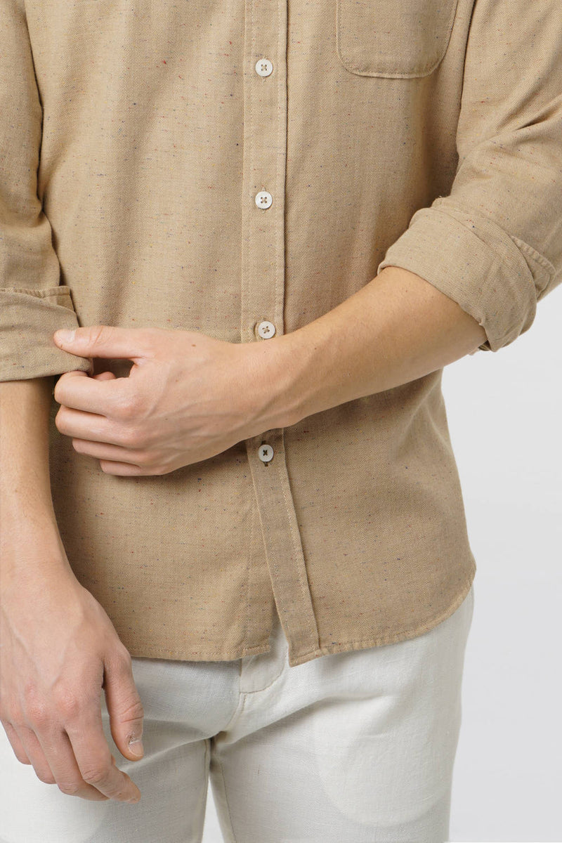 BASICS SLIM FIT NEPS TWILL SHIRT