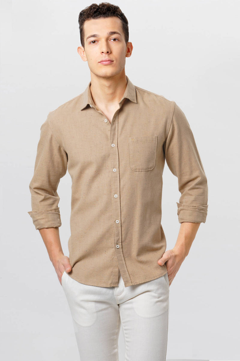 BASICS SLIM FIT NEPS TWILL SHIRT