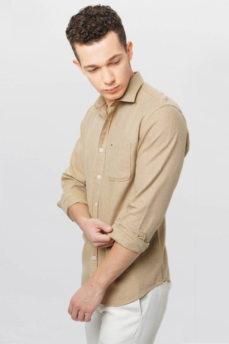 BASICS SLIM FIT NEPS TWILL SHIRT