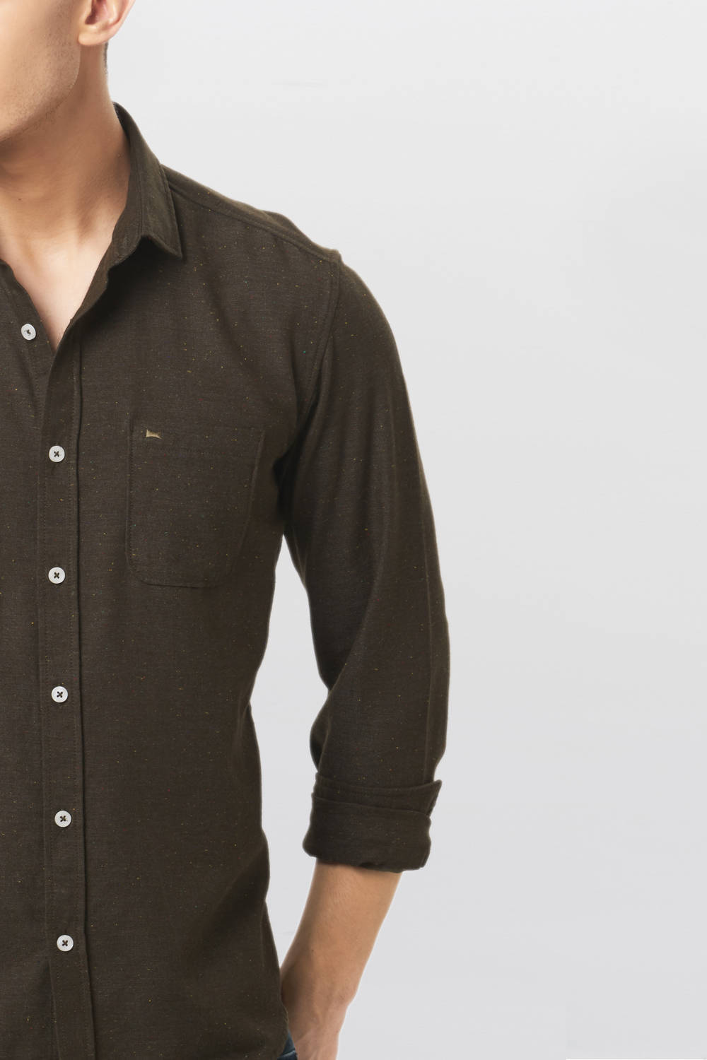 BASICS SLIM FIT NEPS TWILL SHIRT