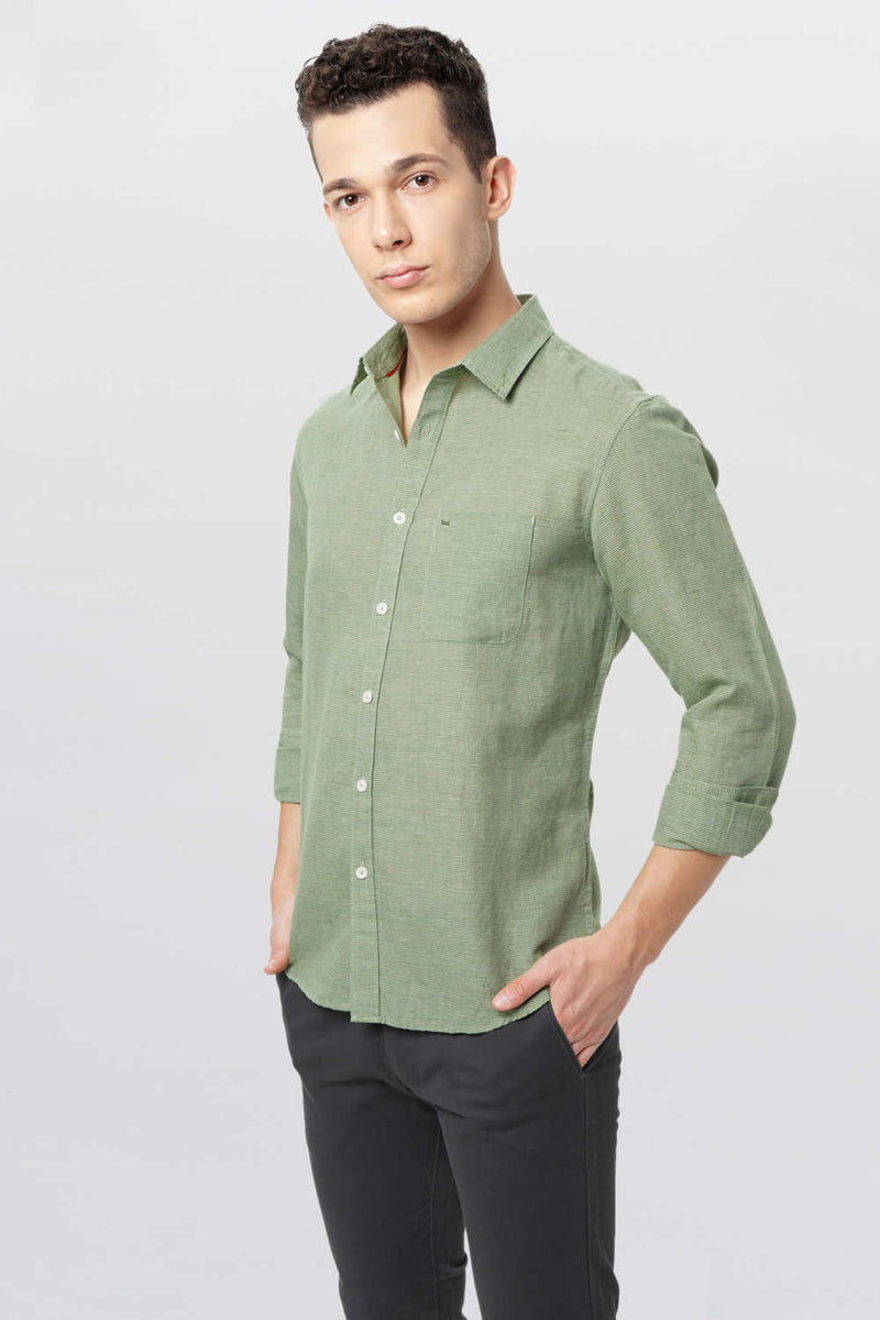 BASICS SLIM FIT DOBBY SHIRT