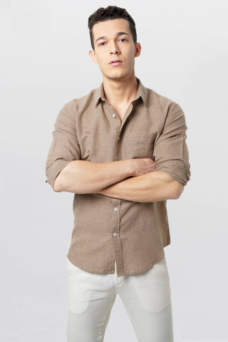 BASICS SLIM FIT DOBBY SHIRT