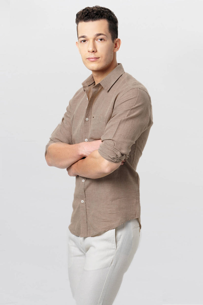 BASICS SLIM FIT DOBBY SHIRT