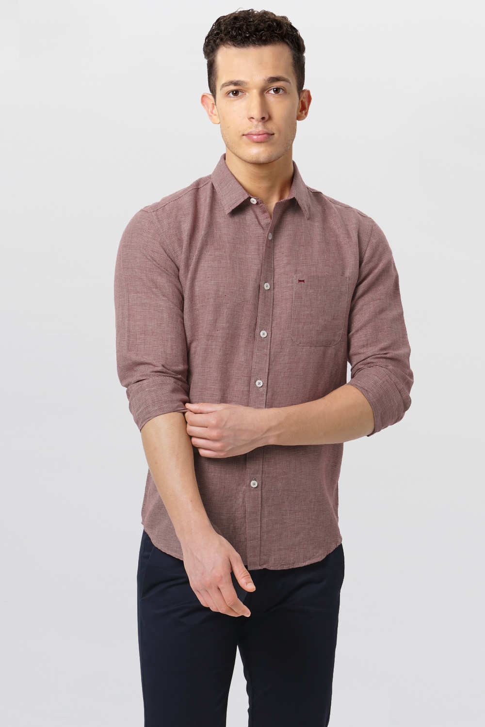 BASICS SLIM FIT DOBBY SHIRT