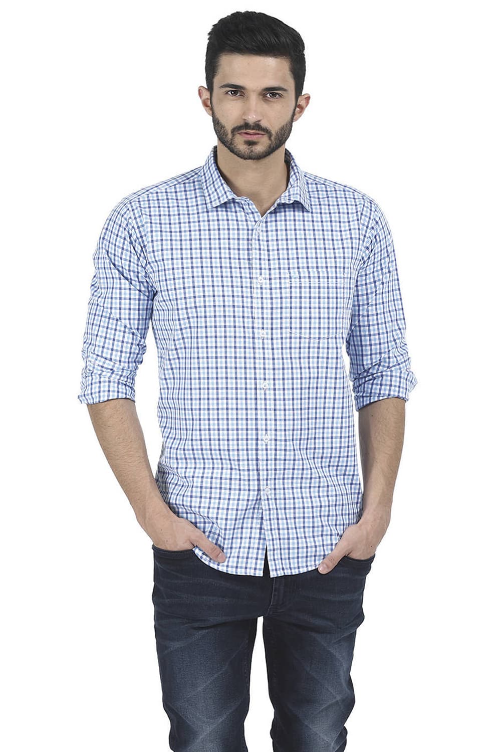 BASICS SLIM FIT CHECKS SHIRT