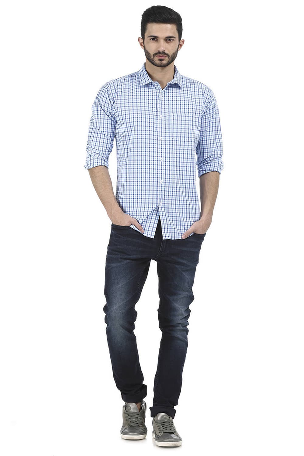 BASICS SLIM FIT CHECKS SHIRT