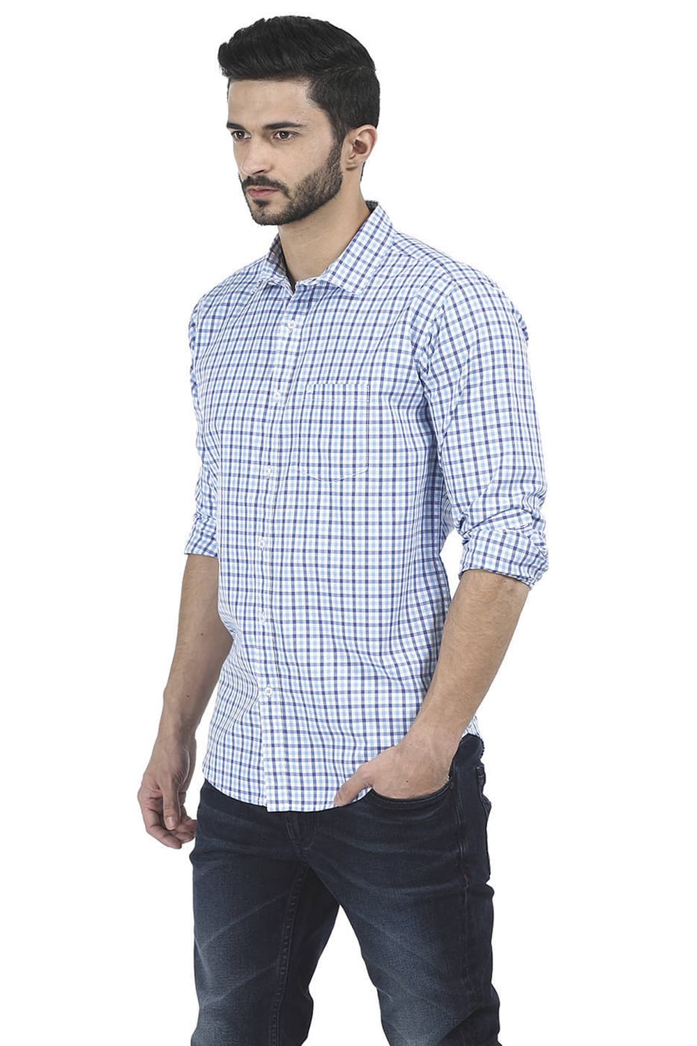 BASICS SLIM FIT CHECKS SHIRT