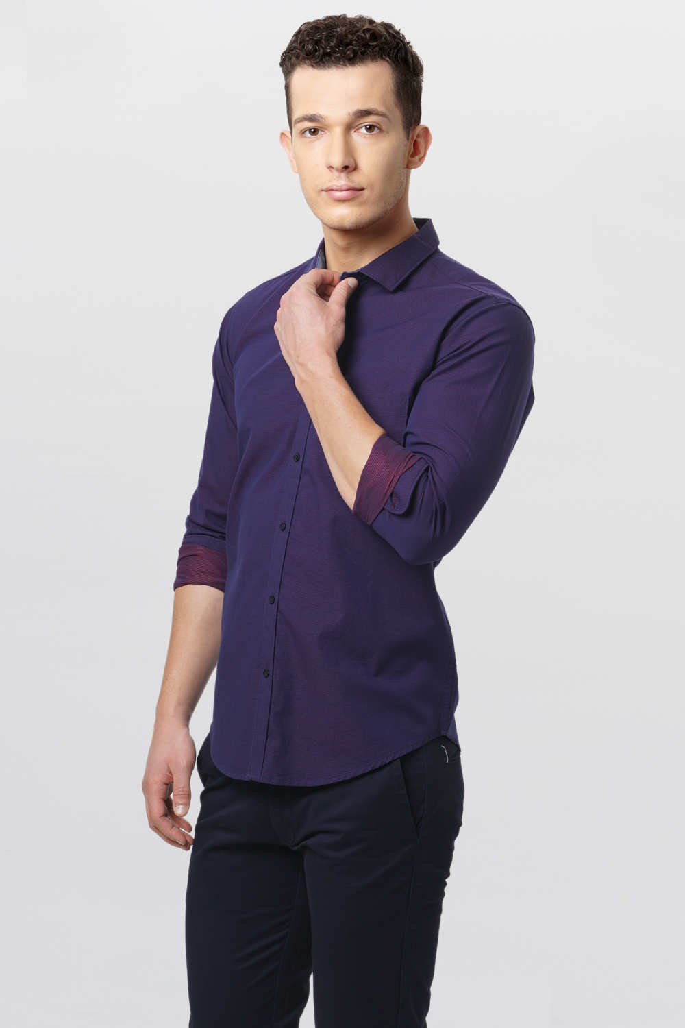 BASICS SLIM FIT DOBBY SHIRT