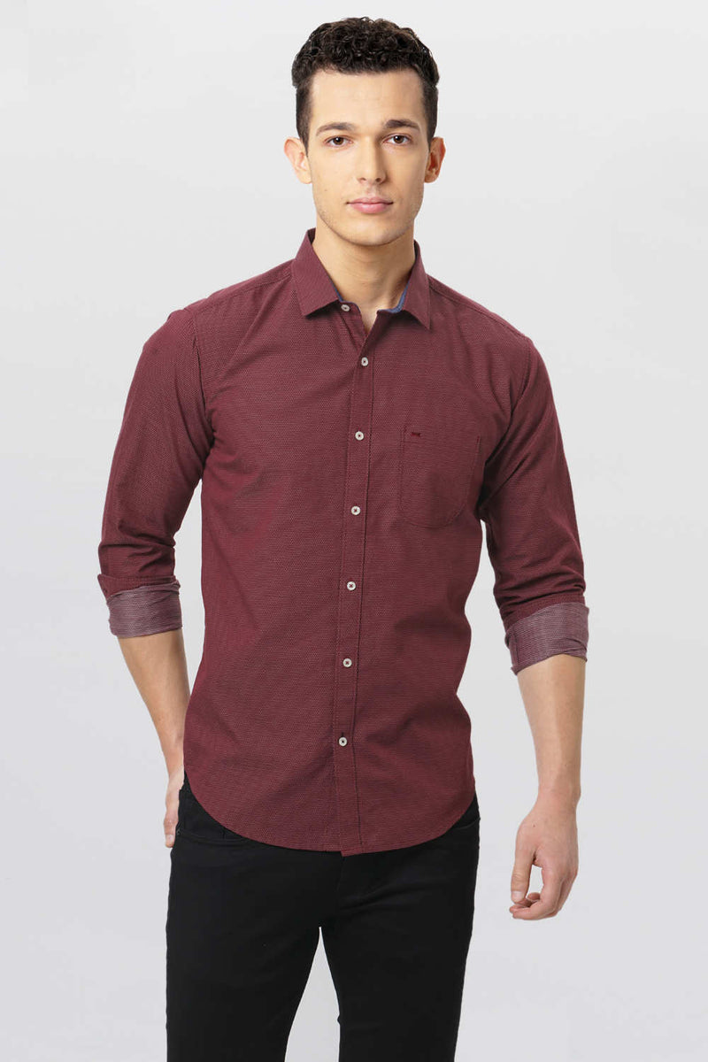 BASICS SLIM FIT DOBBY SHIRT