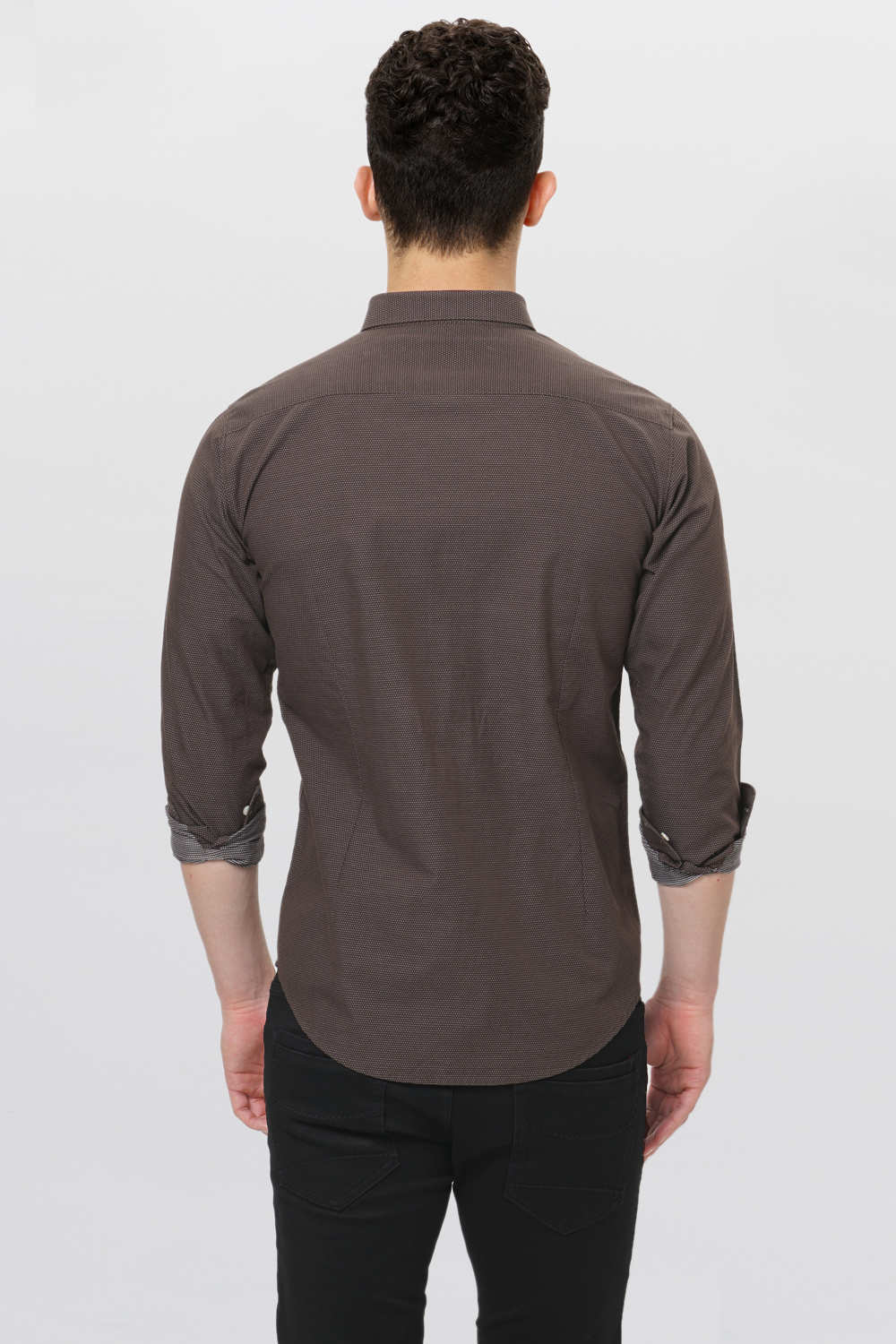 BASICS SLIM FIT DOBBY SHIRT