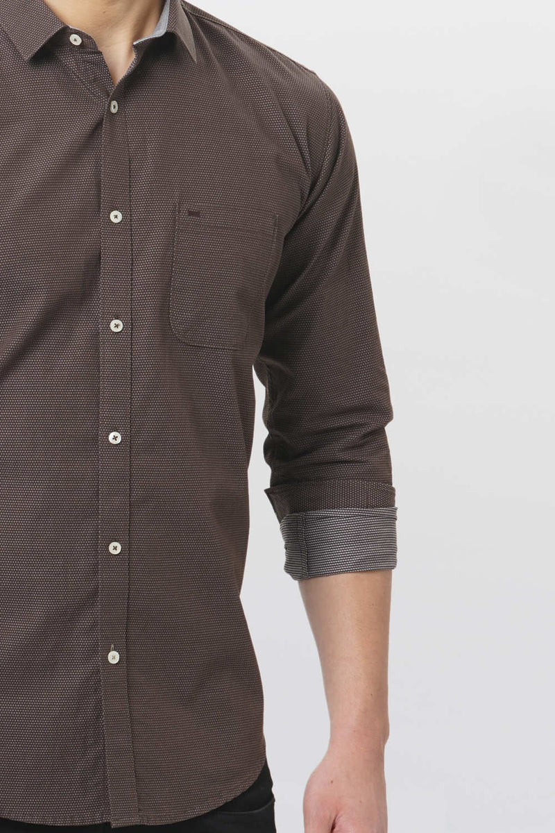 BASICS SLIM FIT DOBBY SHIRT