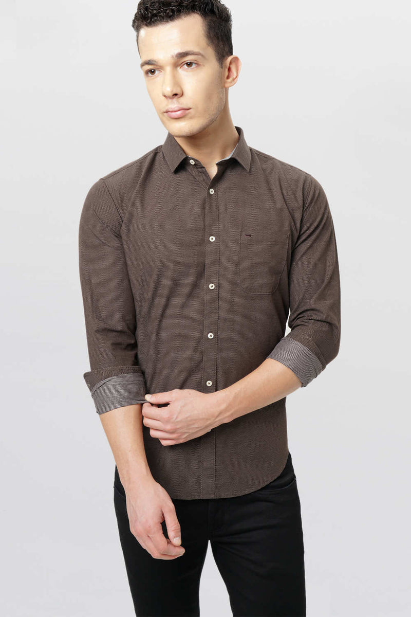 BASICS SLIM FIT DOBBY SHIRT