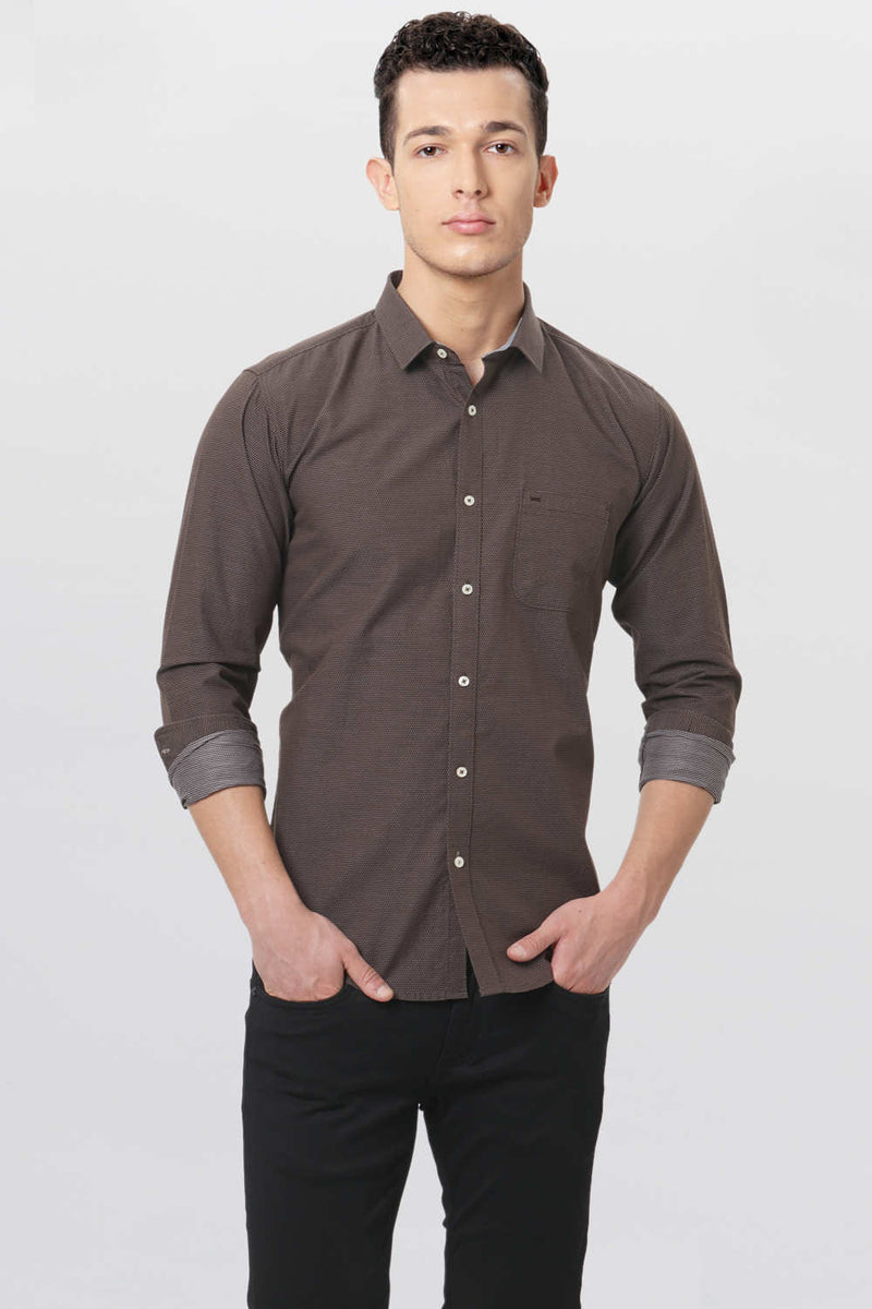 BASICS SLIM FIT DOBBY SHIRT