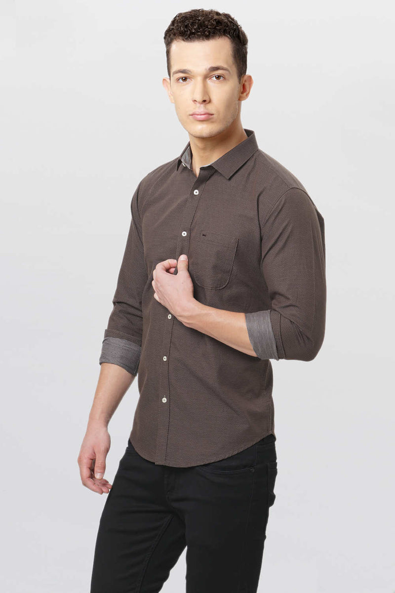 BASICS SLIM FIT DOBBY SHIRT