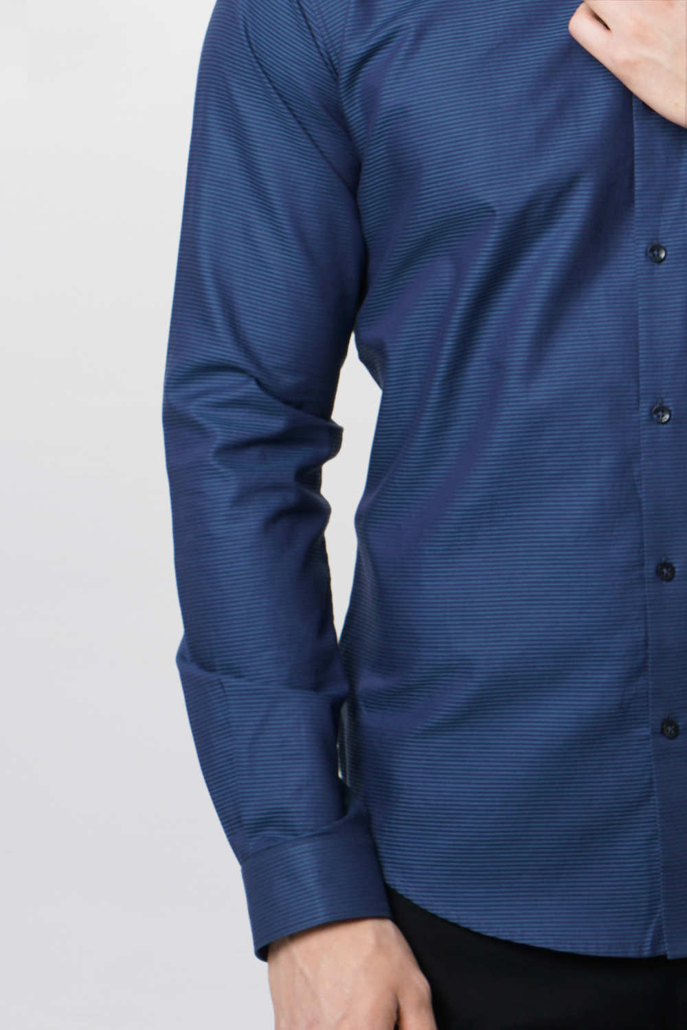 BASICS SLIM FIT WEFT STRIPES SHIRT