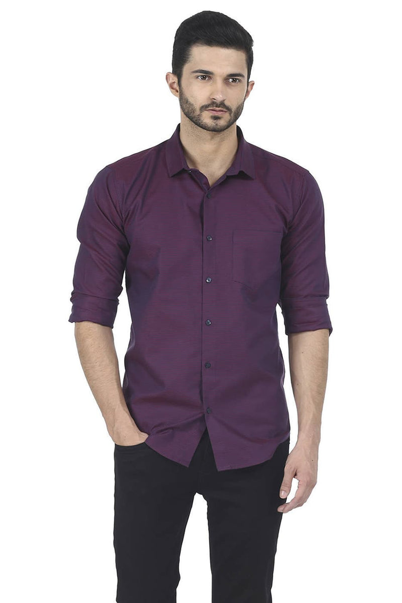 BASICS SLIM FIT WEFT STRIPES SHIRT