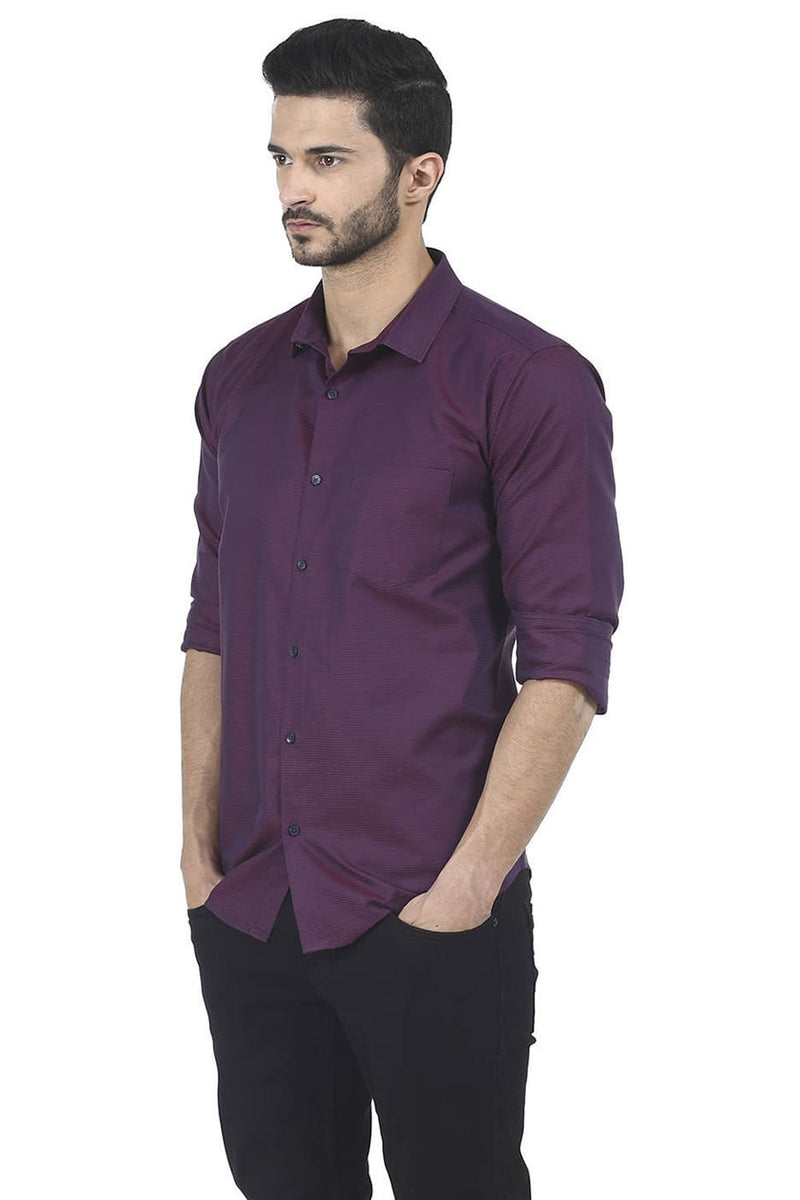 BASICS SLIM FIT WEFT STRIPES SHIRT