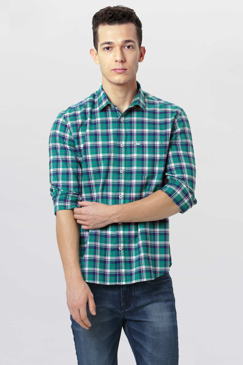 BASICS SLIM FIT CHECKS SHIRT