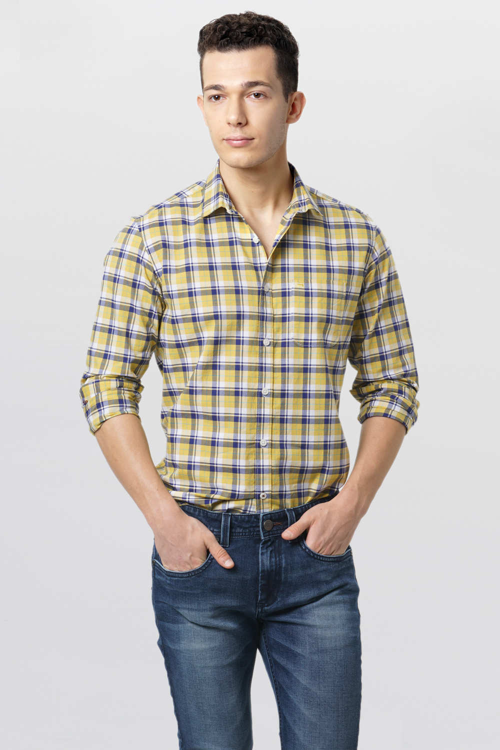 BASICS SLIM FIT CHECKS SHIRT