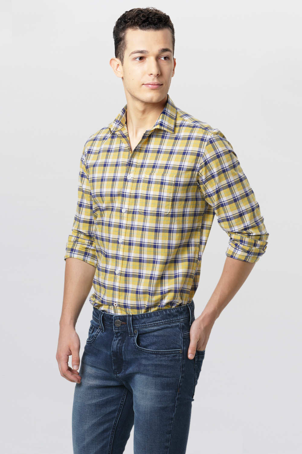 BASICS SLIM FIT CHECKS SHIRT