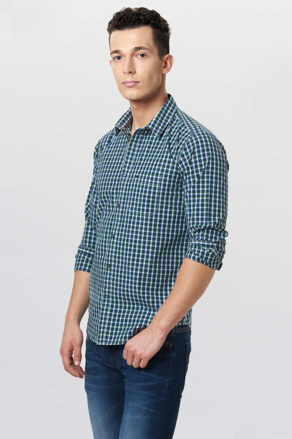 BASICS SLIM FIT CHECKS SHIRT