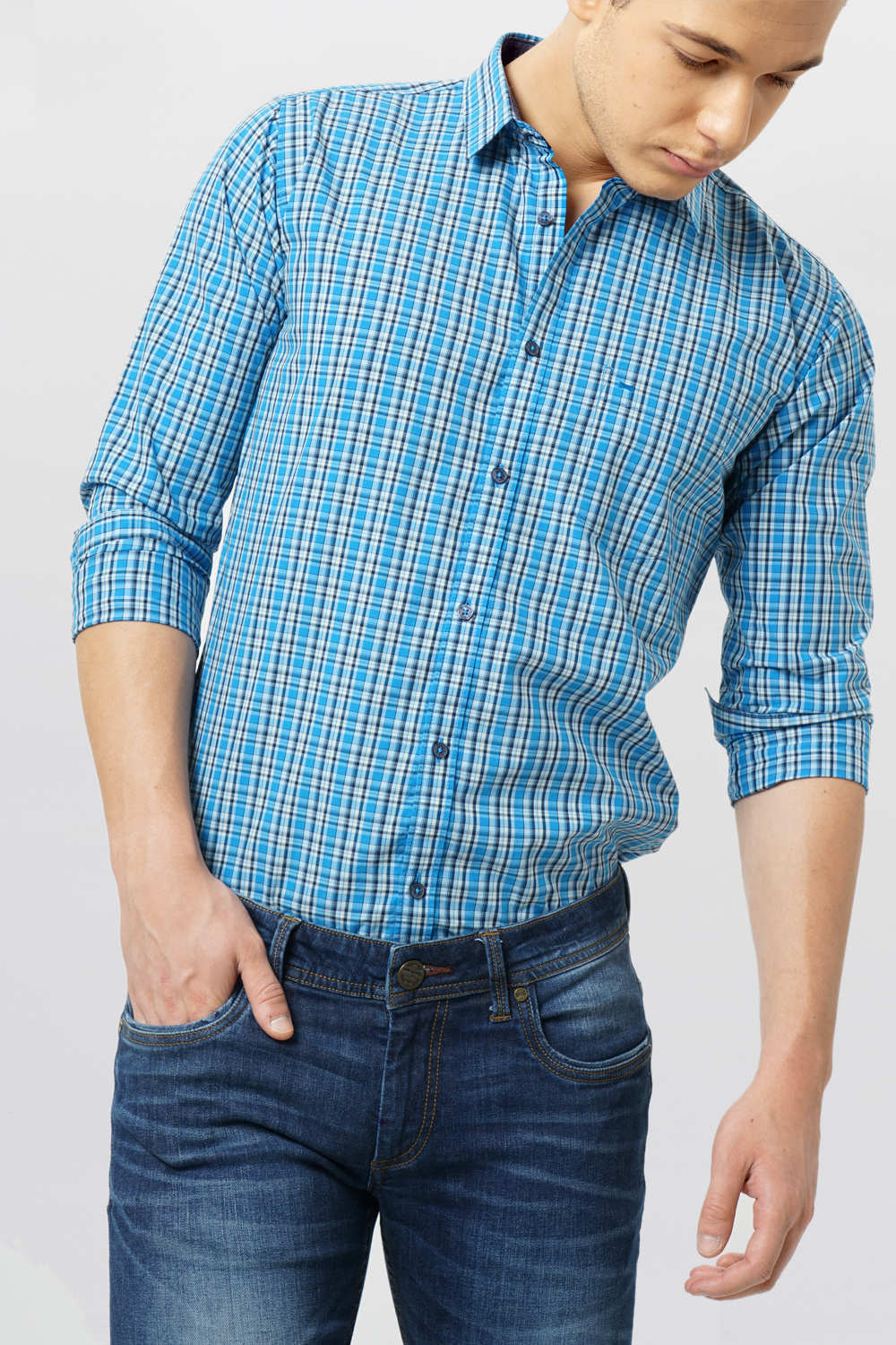 BASICS SLIM FIT CHECKS SHIRT