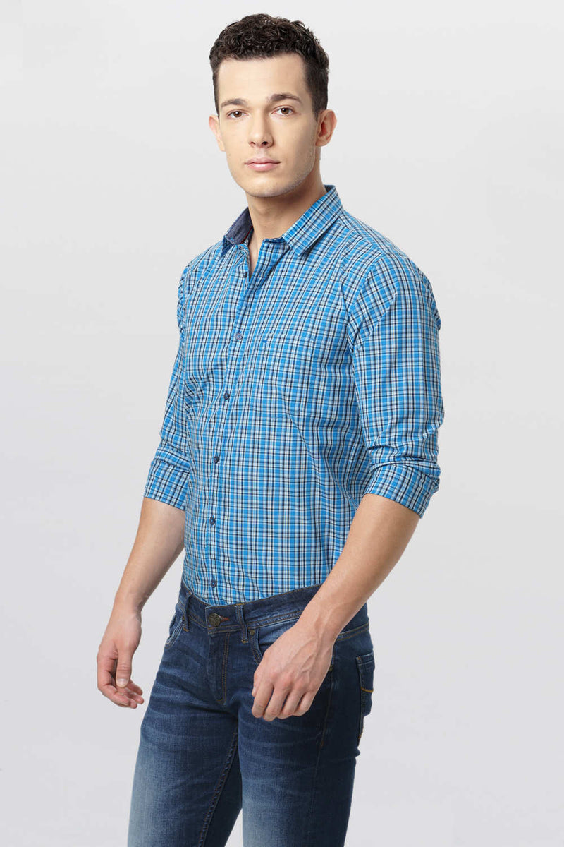 BASICS SLIM FIT CHECKS SHIRT