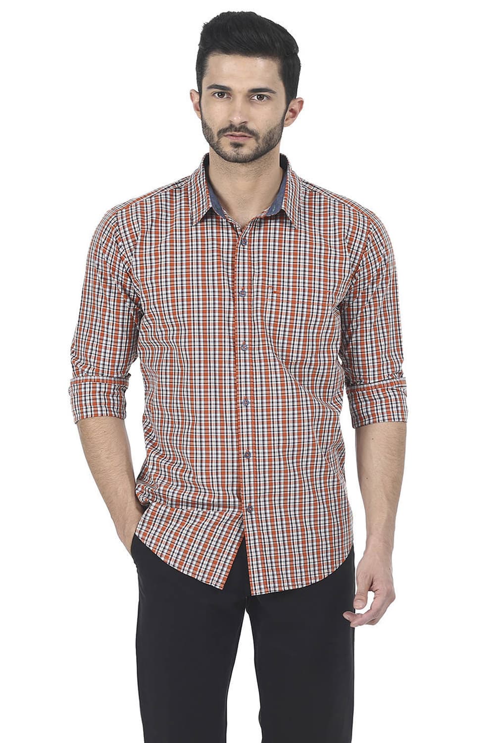 BASICS SLIM FIT CHECKS SHIRT