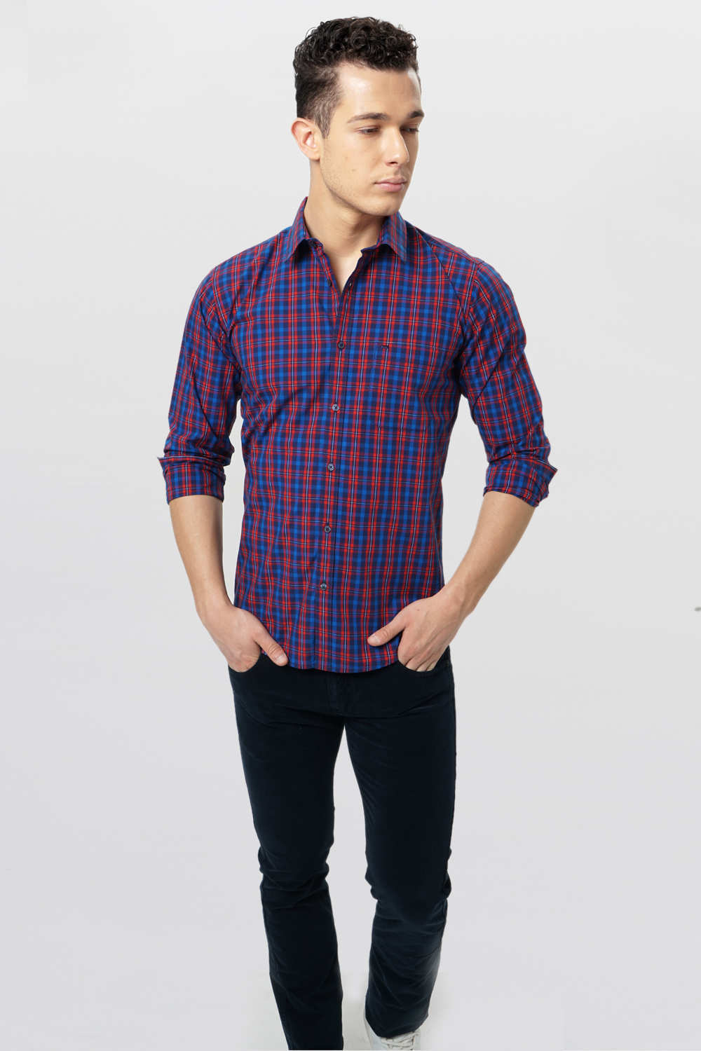 BASICS SLIM FIT CHECKS SHIRT