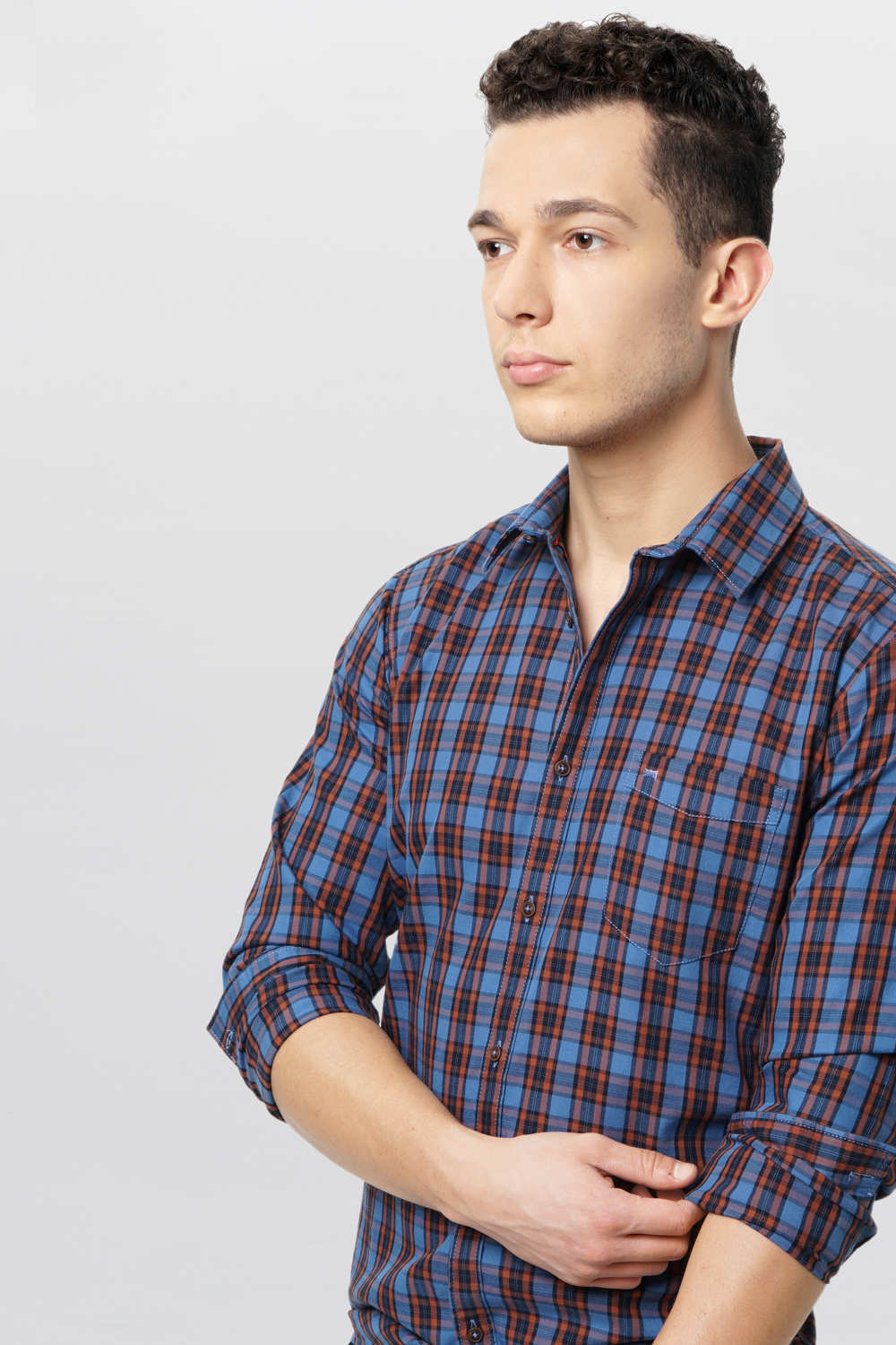 BASICS SLIM FIT CHECKS SHIRT