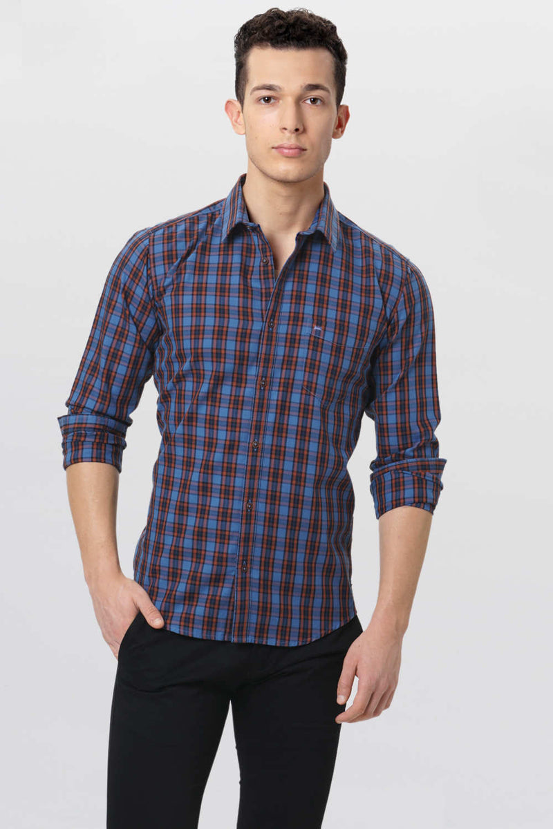 BASICS SLIM FIT CHECKS SHIRT